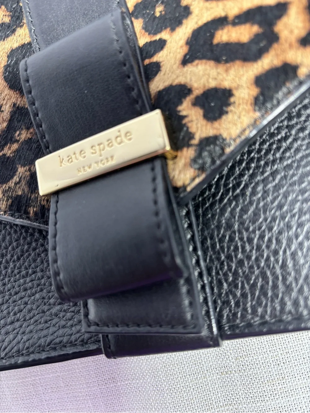 Kate Spade Black & Leopard Print Leather Envelope Clutch